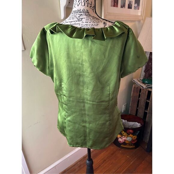 Ann Taylor Ruffle Short Sleeve Women's Blouse - Picture 2 of 11